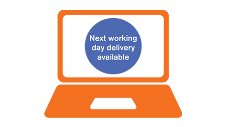 Laptop with notification for next working day delivery